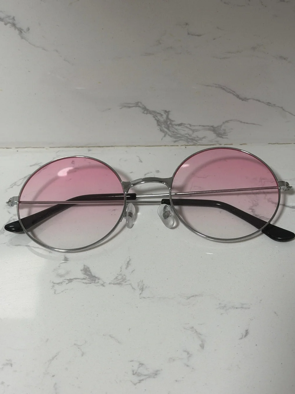 NEW Round Pink / Silver Gradient Round Lens Hippie Hippy Sunglasses